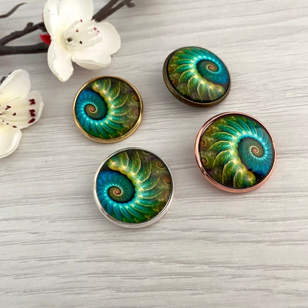 Large emerald green vintage style fossil brooch, Brooches for women in the UK, Brooches for men, Ammonite decorative shawl or lapel pin