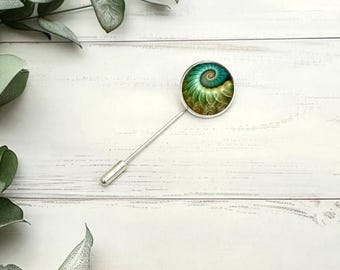 Ammonite Fossil Print Hat Pin: Bronze Cravat Stick Pin