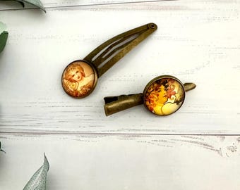 Art Nouveau Hair Clip Set: Bronze Victorian Style Hair Accessories
