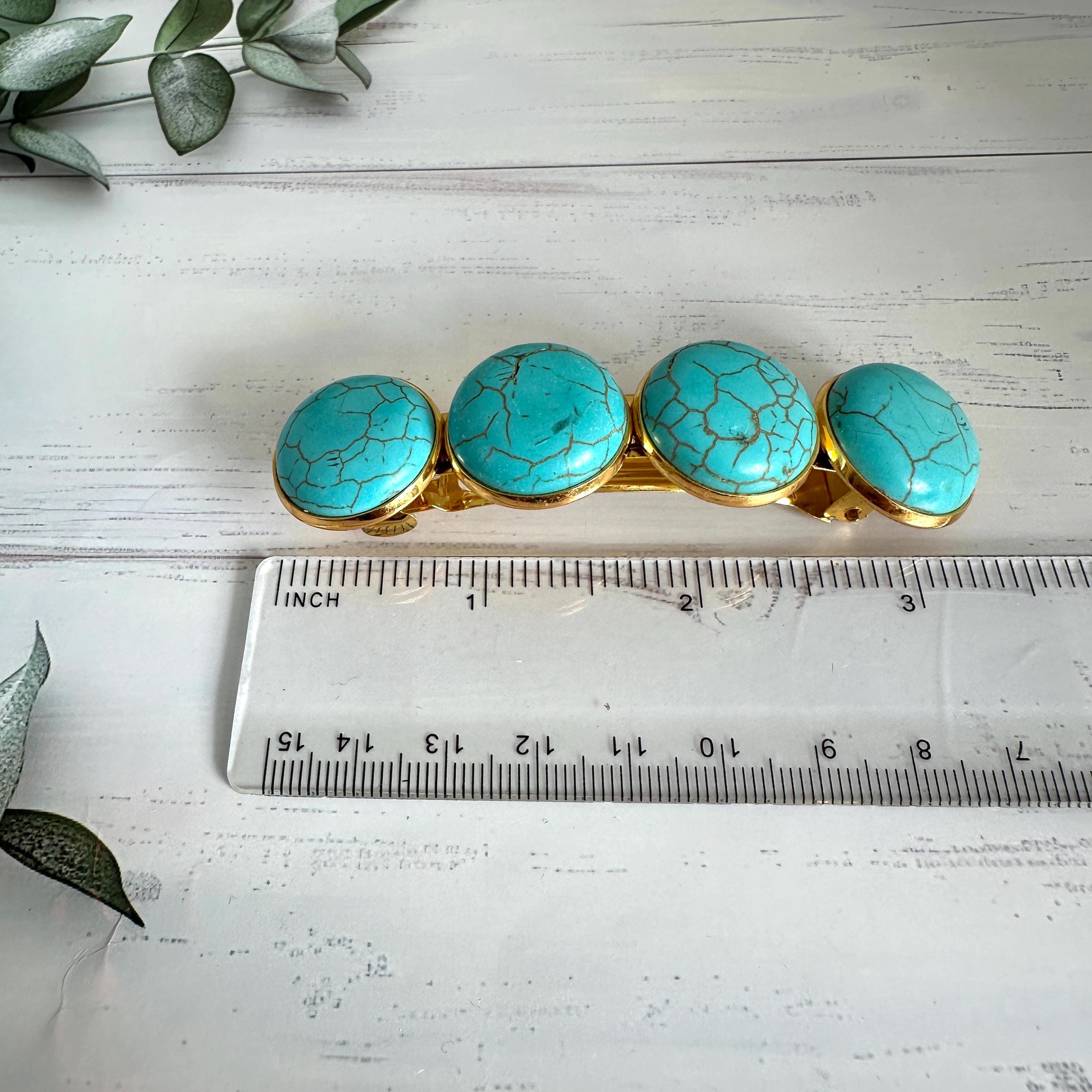 Barrette à Cheveux Longue Turquoise - Occasion Très Bon État