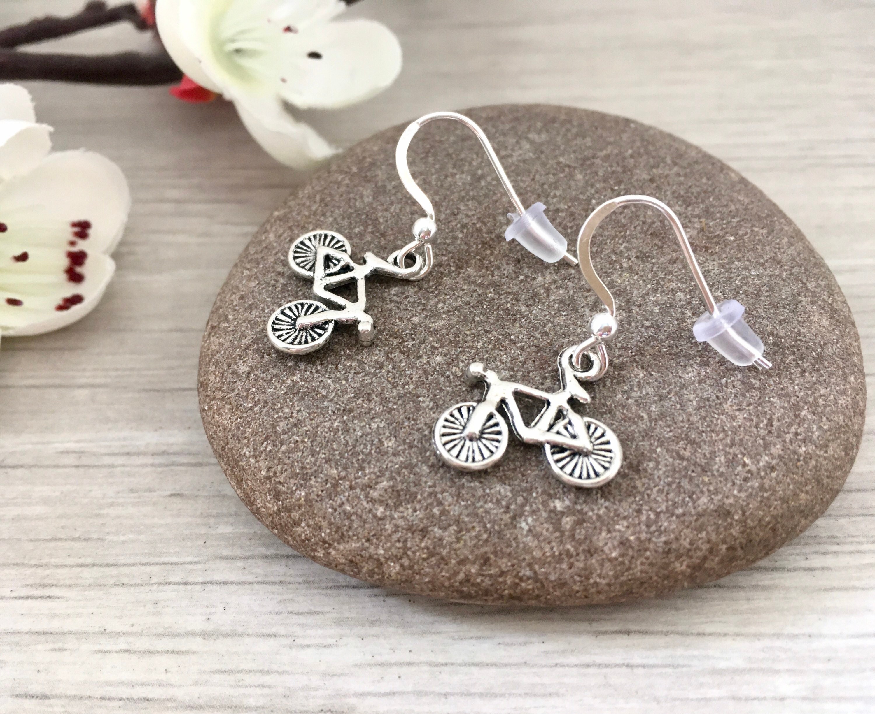 Sterling silver bicycle earrings sale