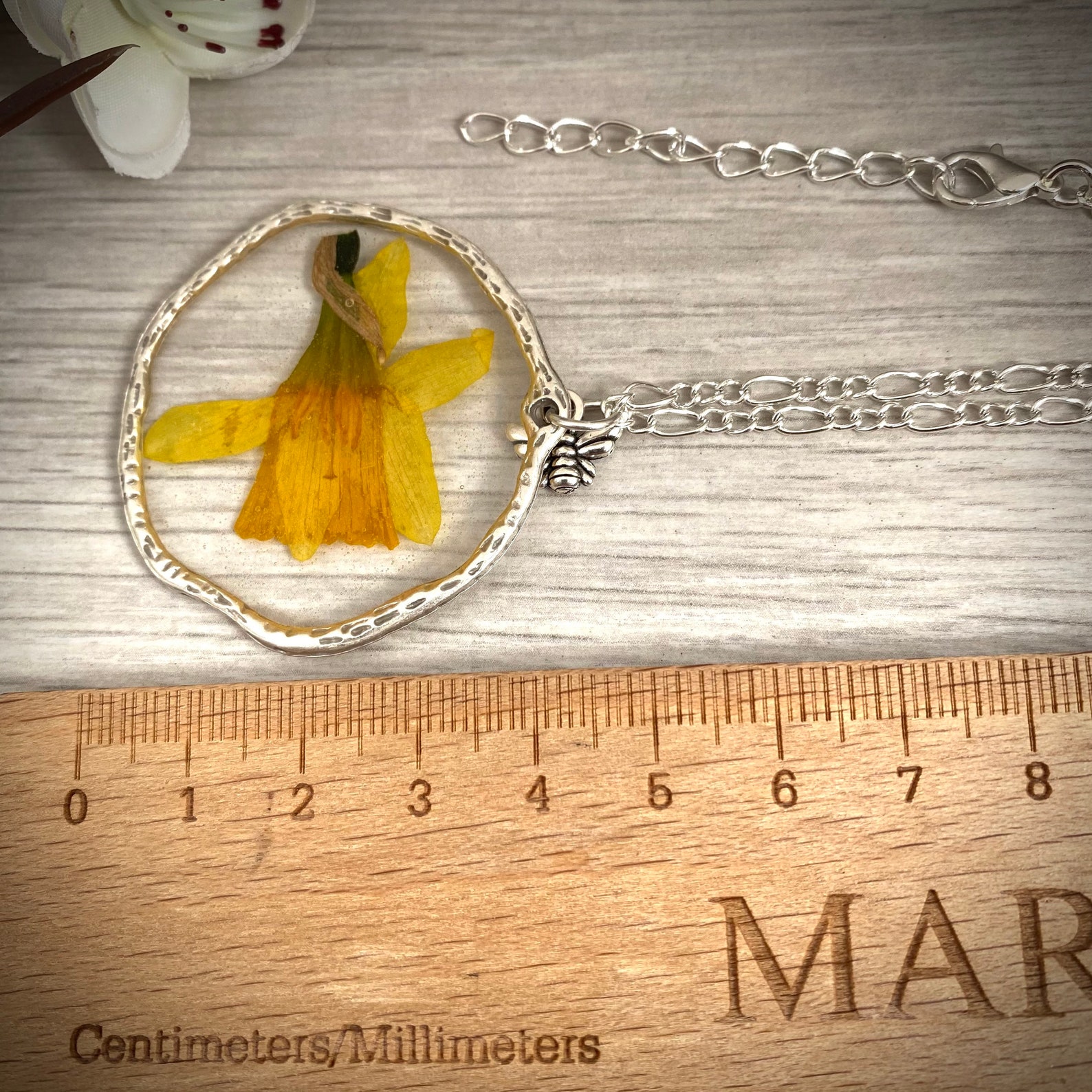 Real flower necklace Daffodil pendant Letterbox gift UK Etsy