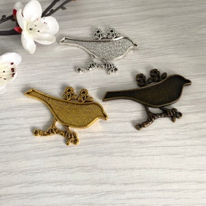 Bird cabochon trays, Necklace making, Bird shaped blanks, Jewellery making blanks, Bronze tone, Silver tone, Gold tone, Mosaic tray base