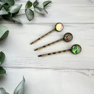 Paisley Bobby Pins: India Inspired Psychedelic Hair Grips, Set of 3