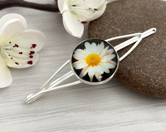 Daisy hair clip, Boho hair slide, Teenager hairpin, Picture hair grip, Bohemian hair clips in the UK