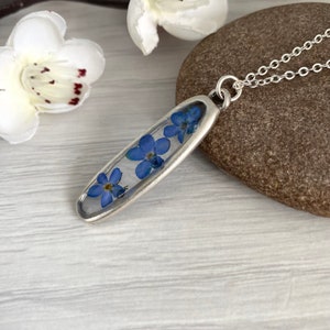 Real forget me not necklace, Bereavement or baby loss gift, Pressed flower pendant, Forever flowers, Alzheimers present, Necklaces for women