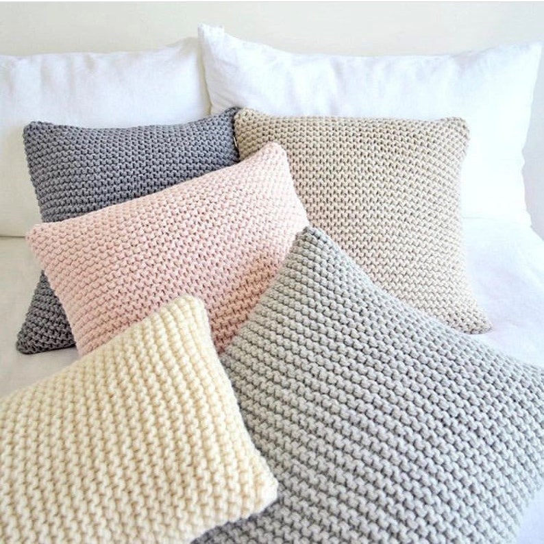Square Throw Pillow Living Room Pillow Chunky Knit Pillow image 0