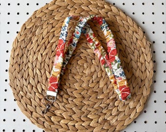 Floral Scrunchie Lanyard for Teachers, Handmade Cotton Key ID Holder