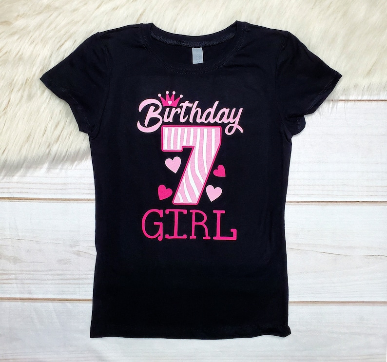 7th Birthday Shirt Girls Pink Zebra Print Birthday Shirt Etsy