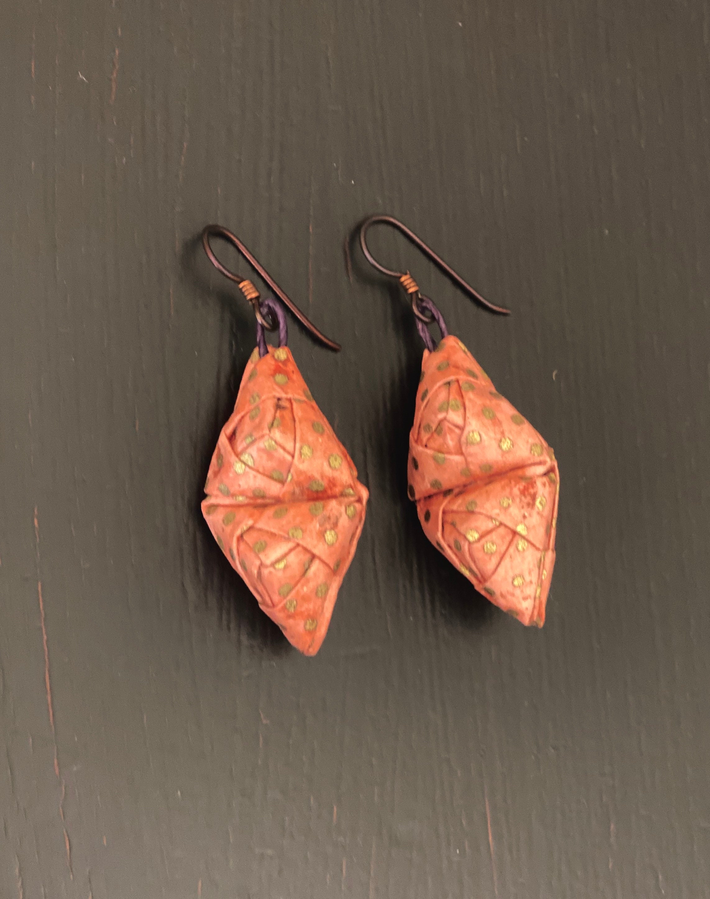 Modern origami handmade paper earrings statement gold accent Etsy