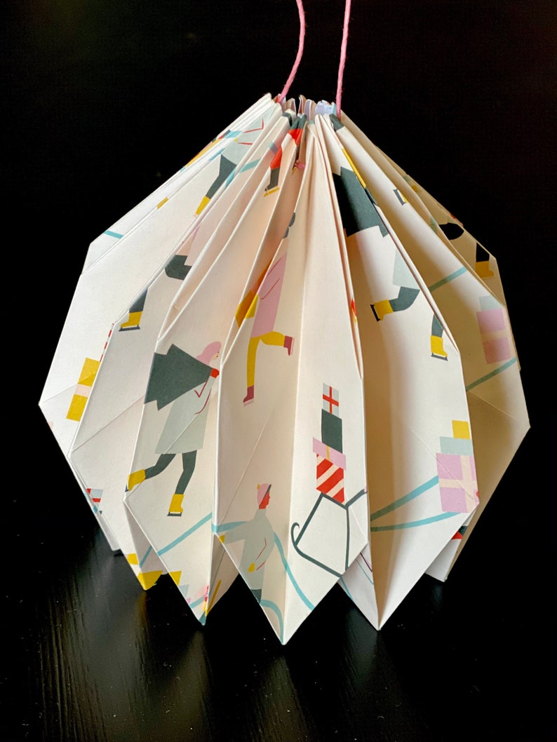 Gift tag baby room decor home decor Christmas ornament in English paper folded in origami paper lantern style