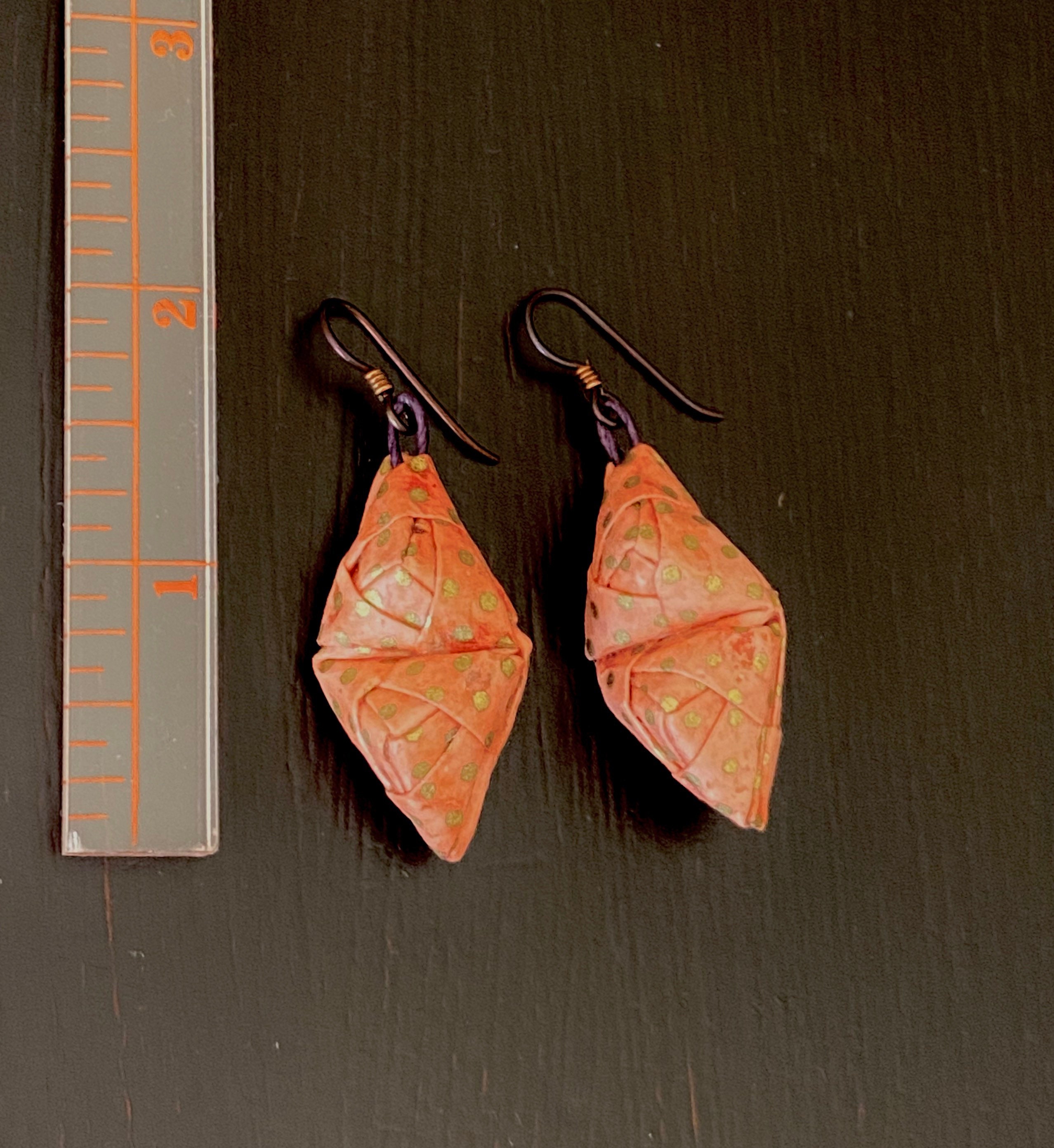 Modern origami handmade paper earrings statement gold accent Etsy