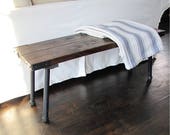 Rustic Bench with Industrial Pipe legs ,Industrial Bench, Reclaimed Wood Bench with Steel Pipe legs, MADE TO ORDER