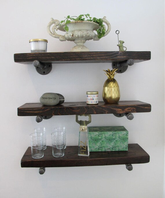 Industrial Pipe Shelving With Reclaimed Wood Pipe Shelves Etsy