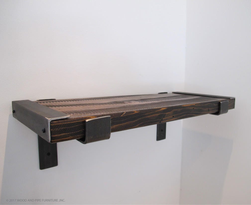 Rustic shelf reclaimed wood shelf bar shelvesModern kitchen Etsy