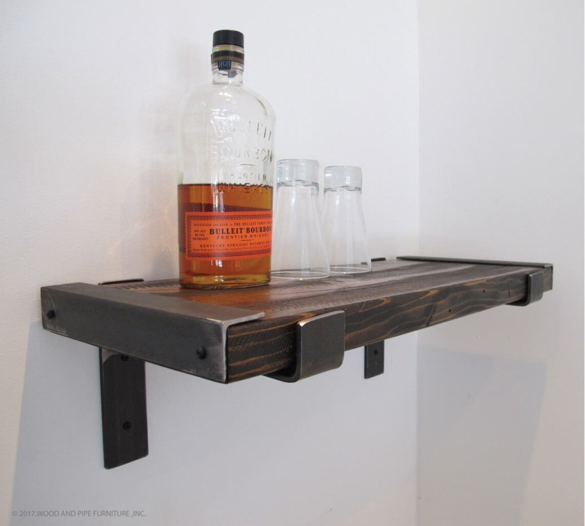 Rustic shelf reclaimed wood shelf bar shelvesModern kitchen Etsy