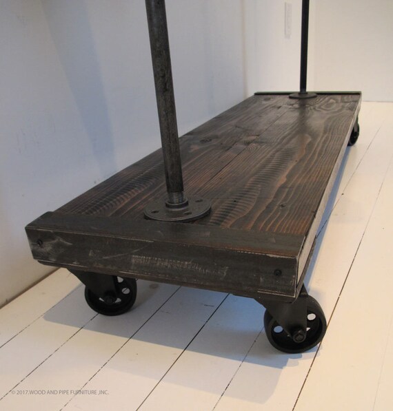 Industrial Pipe Clothing Rack Rolling Garment Modern Industrial Pipe Clothing Rack Rolling, Industrial Rolling Coat Rack