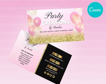 event planner business cards Business Card Template, Party Business, Dessert Business Card, Treats Business Card