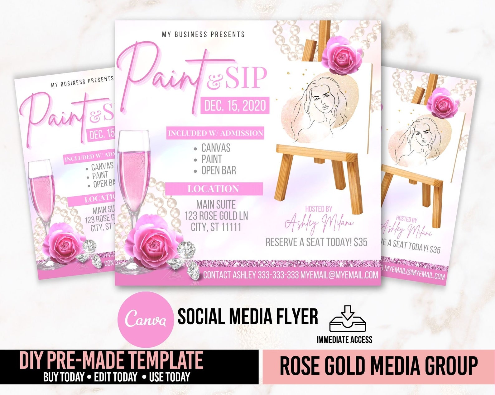 Sip and Shop Flyer DIY Paint and Sip Flyer Event Flyer Etsy