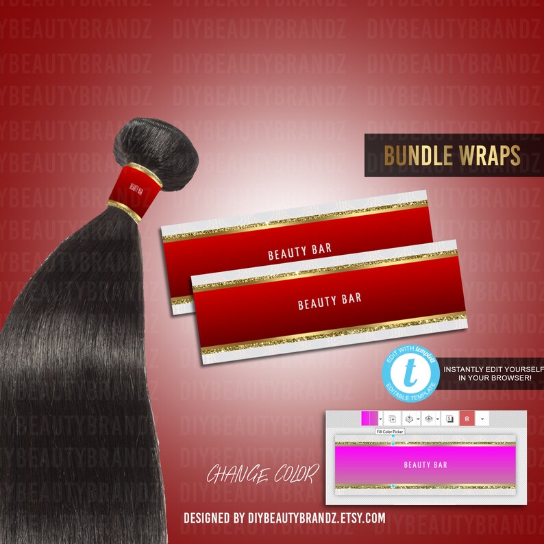 Diy Hair Bundle Wraps Red Change Colors Etsy