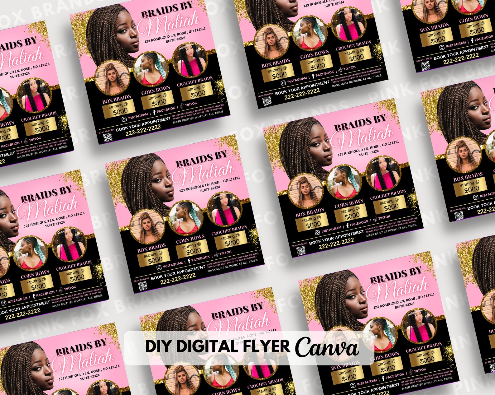 Hair Braiding Flyer Hair Salon Flyer Canva Template - Etsy