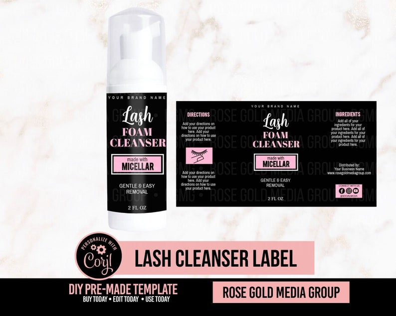Eyelash Foam Cleanser Label Lash Cleanser Diy Label DIY Edit Etsy