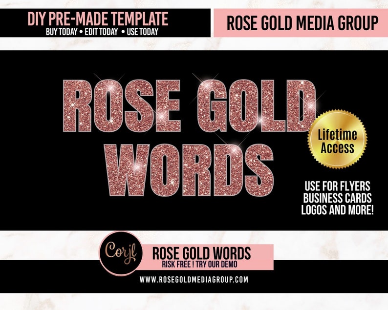 Create your Rose Gold Glitter Words Etsy