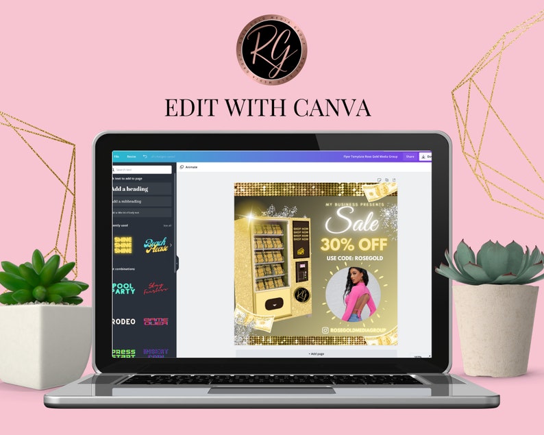 SALE Flyer Canva Template,Vending Machine Gold DIY Template Beauty Template Social Media Flyer