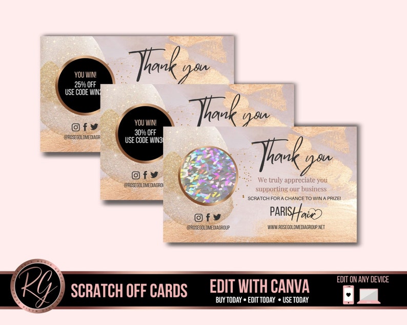 Scratch Offs Cards DIY Scratch off Cards Thank You Scratch Etsy