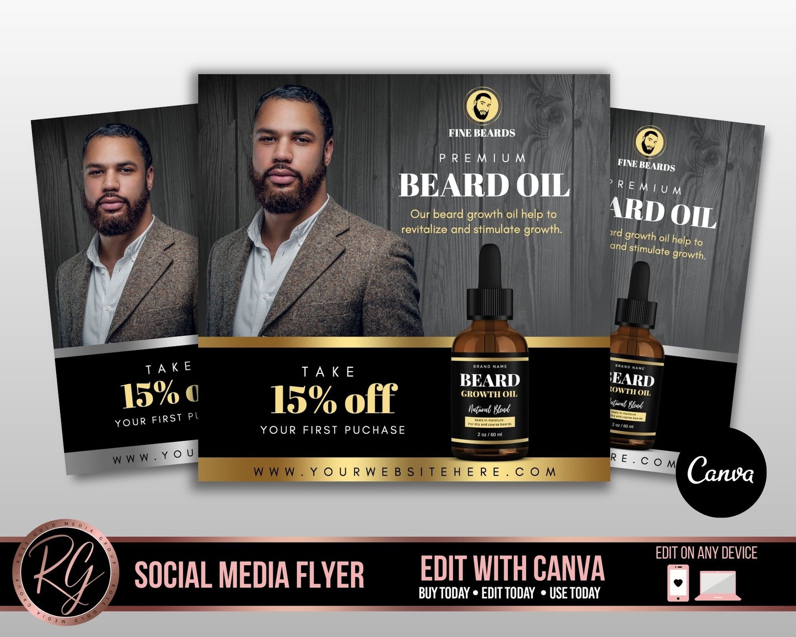Beard Oil Template Beard Grooming Flyer Social Media Etsy