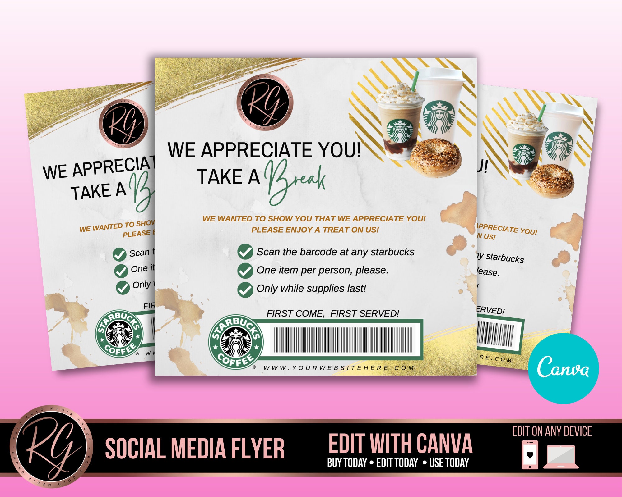 Starbucks Flyer Social Media Template DIY Premade Template - Etsy Israel