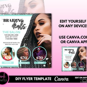 Hair Braiding Flyer Hair Braiding Business Canva Template - Etsy