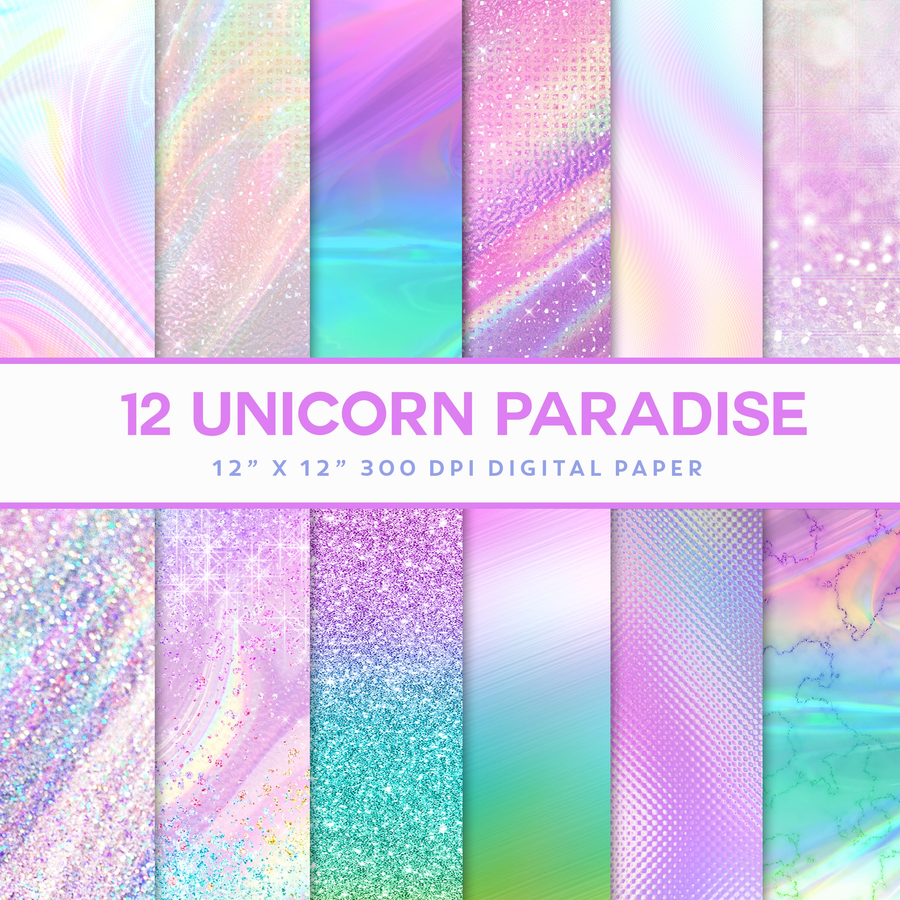 Unicorn Digital Paper - Hologram Paper- Iridescent paper