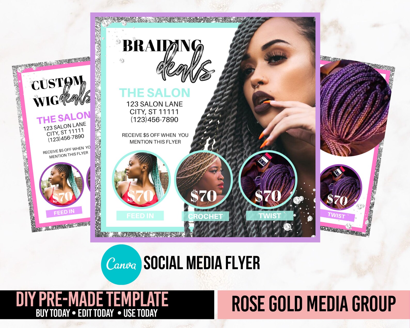 Hair Braiding Flyer Any Business Flyer Canva Template | Etsy