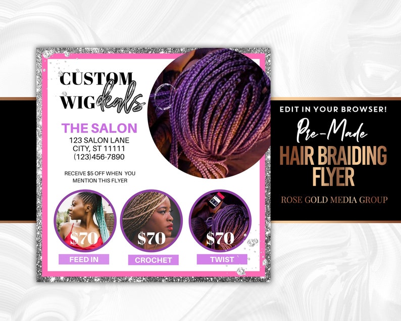 Hair Braiding Flyer Any Business Flyer Canva Template | Etsy