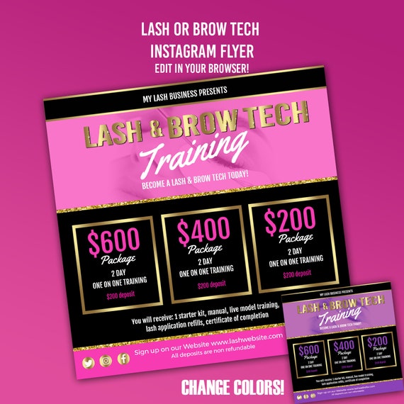 lash tech flyer lashes flyer brow microblading flyer etsy
