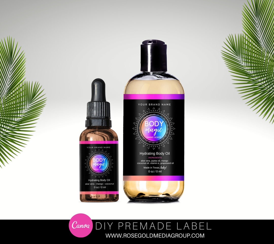 DIY Oil Label , Body Oil Label, Edit With Canva - Etsy