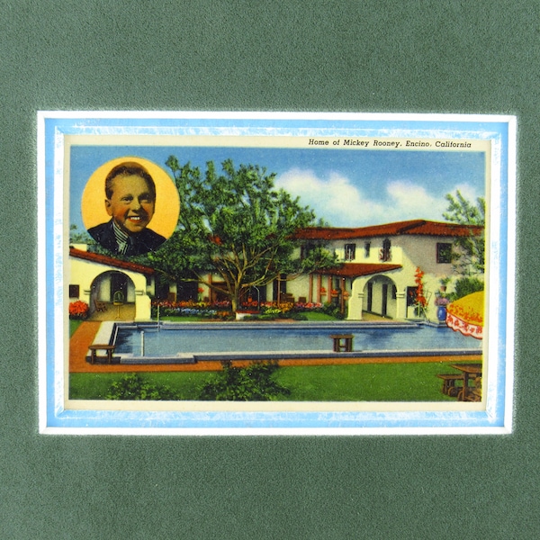 Mickey Rooney home in Encino California 1940s vintage print.