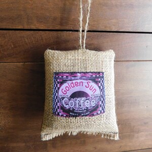 Rustic Primitive Vintage Styled Coffee Scented Kitchen Sachets Hand Made Sachets Burlap Coffee Sachets