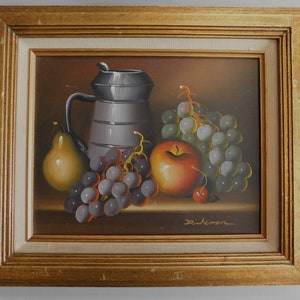 Vintage Still Life Fruit Oil Painting By Dickson Small Still Life Paintings