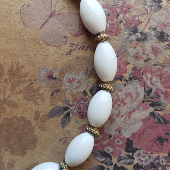 Vintage 1980's White Gold Beaded Monet Necklace - image 2