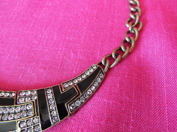 Vintage 1980's "MARK" Black Gold Chain Rhinestone… - image 4