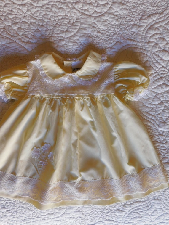 Vintage Nannette Yellow Lace Baby Toddler Dress 24