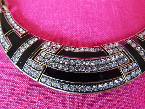 Vintage 1980's "MARK" Black Gold Chain Rhinestone… - image 2