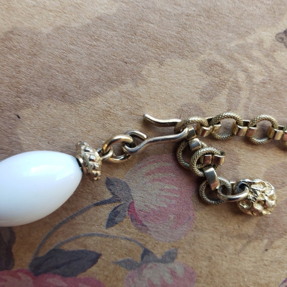 Vintage 1980's White Gold Beaded Monet Necklace - image 5