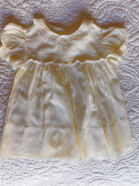 Vintage 1940's Hand Made Soft Yellow Baby Girls Dr