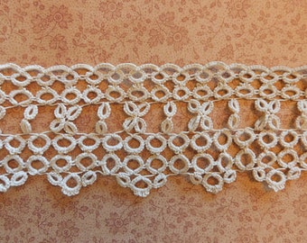 Antique Vintage 1920's Hand Tatted Lace Trim Dress Trim