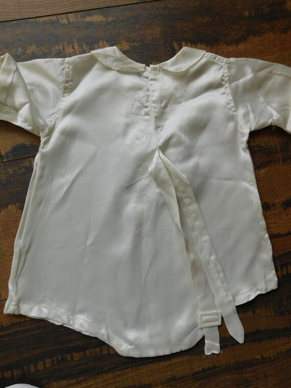 White Satin Infant Baby Girl Boy Baptism Romper a… - image 5