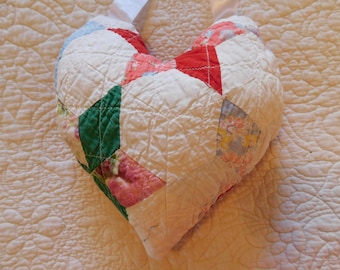 Vintage Quilted Heart Shaped Pillow Sachet