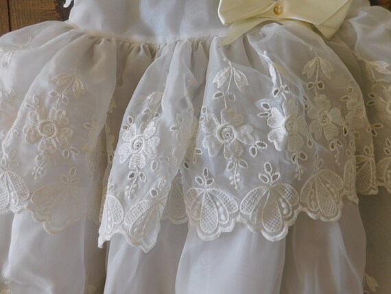 Girls Communion Dress Vintage 1960's 1970's Ivory… - image 4